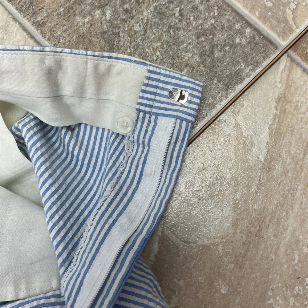 Maxs Mens Store Vintage Seersucker Suit Blue White Striped 2pc Made in USA 46 37